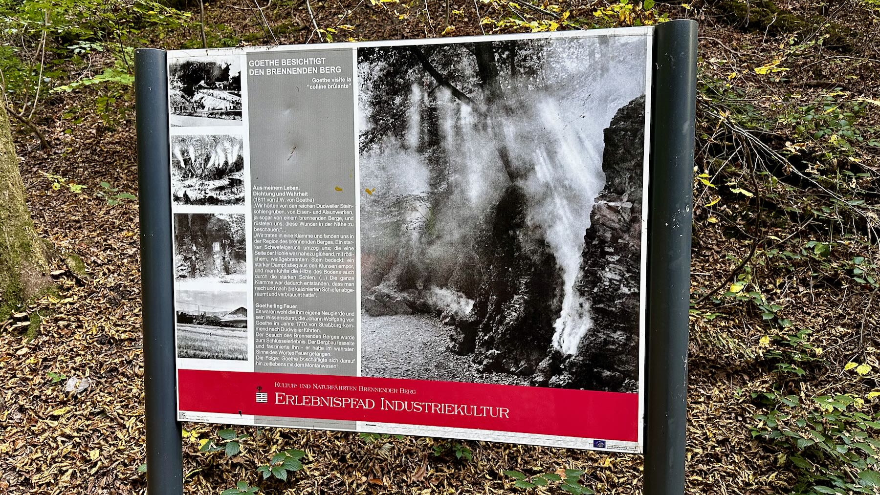 Infotafel am Brennenden Berg bei Saarbücken Dudweiler